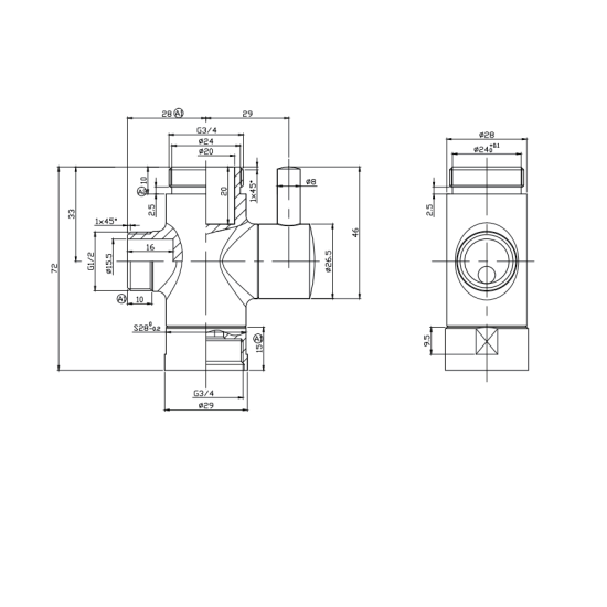 Porta Sanitary Ware - D4911 Bath Mixer Diverter
