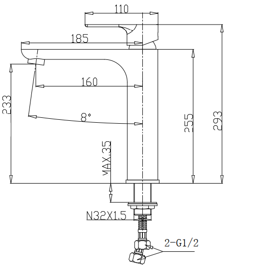Porta Sanitary Ware - HDA3280MG Single Lever Basin Mixer