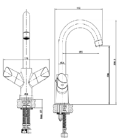 Porta Sanitary Ware - HDA711M Single Lever Basin Mixer