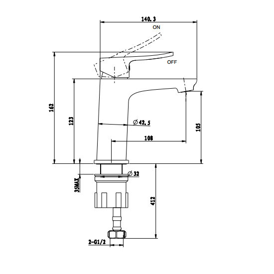 Porta Sanitary Ware - HDA781M Single Lever Basin Mixer