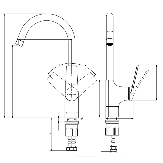Porta Sanitary Ware - HDA708XH Single Lever Kitchen Mixer