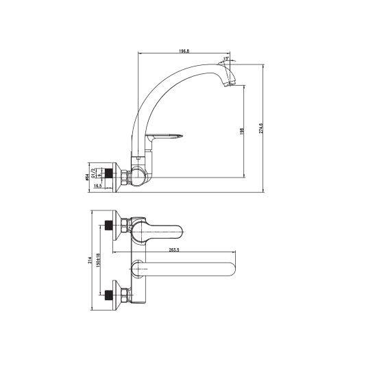 Porta Sanitary Ware - HDA270XQ Single Lever Sink Mixer