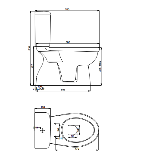 Porta Sanitary Ware - HD44N Two Piece WC